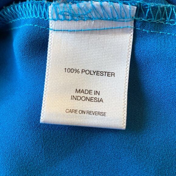 New York & Company Blue Blouse with Tie Size Medium - Picture 6 of 6